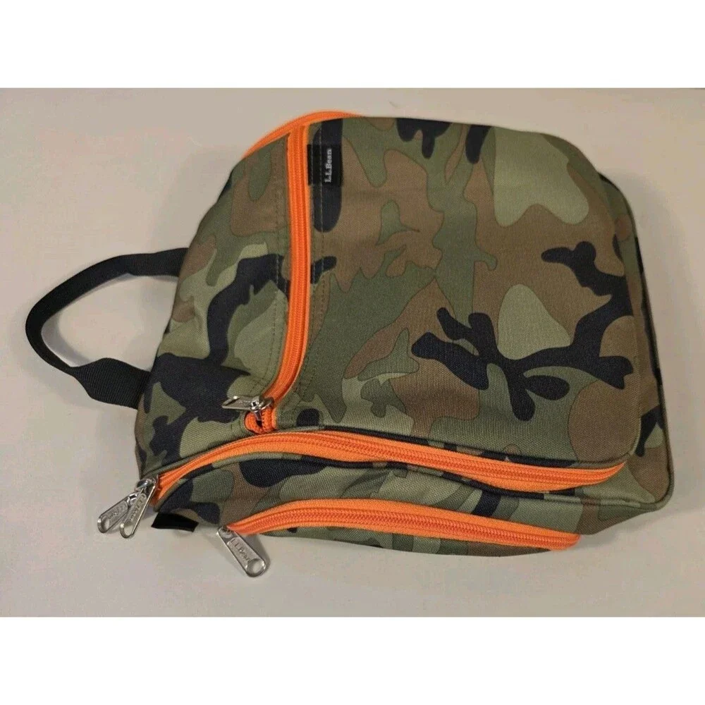 LL Bean Messenger Commuter Bag Camo Orange  Padded Organizer Missing Strap